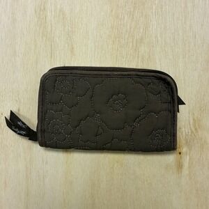 Thirty-One Wallet Womens One Size Brown Quilted Floral Zip Around Checkbook
